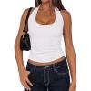 imagePRETTYGARDEN Womens Summer Halter Tank Tops 2026 Y2K Sleeveless Slim Fitted Backless Shirts Going Out Spring Workout ClothesWhite