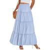 imagePRETTYGARDEN Womens Tiered Maxi Skirt Summer Spring Fashion 2026 High Waisted Long Flowy Casual Boho Beach Vacation ClothesSky Blue