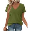 imagePRETTYGARDEN Womens V Neck T Shirts Summer 2026 Short Sleeve Spring Going Out Tops Casual Loose Fit Basic Tees Beach ClothesGreen