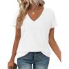 imagePRETTYGARDEN Womens V Neck T Shirts Summer 2026 Short Sleeve Spring Going Out Tops Casual Loose Fit Basic Tees Beach ClothesWhite