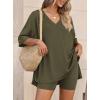 imagePRETTYGARDEN 2 Piece Sets for Women Summer 2026 Lounge Short Set Spring Matching Biker Shorts V Neck Oversized Shirt ClothingArmy Green