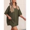 imagePRETTYGARDEN 2 Piece Sets for Women Summer 2026 Lounge Short Set Spring Matching Biker Shorts V Neck Oversized Shirt ClothingArmy Green