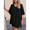 imagePRETTYGARDEN 2 Piece Sets for Women Summer 2026 Lounge Short Set Spring Matching Biker Shorts V Neck Oversized Shirt ClothingBlack