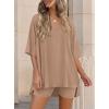imagePRETTYGARDEN 2 Piece Sets for Women Summer 2026 Lounge Short Set Spring Matching Biker Shorts V Neck Oversized Shirt ClothingKhaki