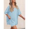 imagePRETTYGARDEN 2 Piece Sets for Women Summer 2026 Lounge Short Set Spring Matching Biker Shorts V Neck Oversized Shirt ClothingLight Blue