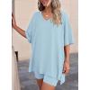 imagePRETTYGARDEN 2 Piece Sets for Women Summer 2026 Lounge Short Set Spring Matching Biker Shorts V Neck Oversized Shirt ClothingLight Blue