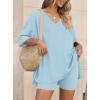 imagePRETTYGARDEN 2 Piece Sets for Women Summer 2026 Lounge Short Set Spring Matching Biker Shorts V Neck Oversized Shirt ClothingLight Blue