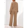 imagePRETTYGARDEN Women 2 Piece Outfits 2025 Fall Sweatsuits Crewneck Sweatshirt Wide Leg Sweatpants Lounge Sets TracksuitKhaki
