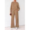 imagePRETTYGARDEN Women 2 Piece Outfits 2025 Fall Sweatsuits Crewneck Sweatshirt Wide Leg Sweatpants Lounge Sets TracksuitKhaki