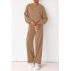 imagePRETTYGARDEN Women 2 Piece Outfits 2025 Fall Sweatsuits Crewneck Sweatshirt Wide Leg Sweatpants Lounge Sets TracksuitKhaki
