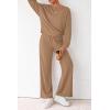 imagePRETTYGARDEN Women 2 Piece Outfits 2025 Fall Sweatsuits Crewneck Sweatshirt Wide Leg Sweatpants Lounge Sets TracksuitKhaki