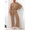 imagePRETTYGARDEN Women 2 Piece Outfits 2025 Fall Sweatsuits Crewneck Sweatshirt Wide Leg Sweatpants Lounge Sets TracksuitKhaki