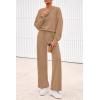 imagePRETTYGARDEN Women 2 Piece Outfits 2025 Fall Sweatsuits Crewneck Sweatshirt Wide Leg Sweatpants Lounge Sets TracksuitKhaki