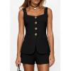 imagePRETTYGARDEN Womens 2 Piece Matching Sets 2026 Fashion Button Down Suit Vest Tops Shorts Set Spring Business Casual OutfitsBlack