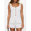 imagePRETTYGARDEN Womens 2 Piece Matching Sets 2026 Fashion Button Down Suit Vest Tops Shorts Set Spring Business Casual OutfitsWhite
