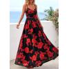 imagePRETTYGARDEN Womens Floral Maxi Dress Summer Outfits 2026 Spaghetti Strap Flowy Long Sundress Beach Vacation Boho DressesBlack Red Flower