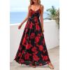 imagePRETTYGARDEN Womens Floral Maxi Dress Summer Outfits 2026 Spaghetti Strap Flowy Long Sundress Beach Vacation Boho DressesBlack Red Flower