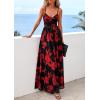 imagePRETTYGARDEN Womens Floral Maxi Dress Summer Outfits 2026 Spaghetti Strap Flowy Long Sundress Beach Vacation Boho DressesBlack Red Flower
