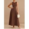 imagePRETTYGARDEN Womens Summer Tank Maxi Dress 2026 Spring Sleeveless Swing A Line Long Flowy Elegant Cocktail Dresses PocketsBrown