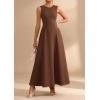 imagePRETTYGARDEN Womens Summer Tank Maxi Dress 2026 Spring Sleeveless Swing A Line Long Flowy Elegant Cocktail Dresses PocketsBrown