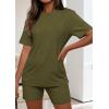 imagePRETTYGARDEN Womens Two Piece Matching Lounge Sets Summer Casual Tops Short Sleeve Shirts Shorts 2026 Travel Airport OutfitsArmy Green
