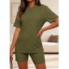 imagePRETTYGARDEN Womens Two Piece Matching Lounge Sets Summer Casual Tops Short Sleeve Shirts Shorts 2026 Travel Airport OutfitsArmy Green