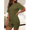imagePRETTYGARDEN Womens Two Piece Matching Lounge Sets Summer Casual Tops Short Sleeve Shirts Shorts 2026 Travel Airport OutfitsArmy Green