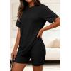imagePRETTYGARDEN Womens Two Piece Matching Lounge Sets Summer Casual Tops Short Sleeve Shirts Shorts 2026 Travel Airport OutfitsBlack
