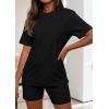 imagePRETTYGARDEN Womens Two Piece Matching Lounge Sets Summer Casual Tops Short Sleeve Shirts Shorts 2026 Travel Airport OutfitsBlack