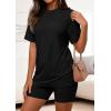 imagePRETTYGARDEN Womens Two Piece Matching Lounge Sets Summer Casual Tops Short Sleeve Shirts Shorts 2026 Travel Airport OutfitsBlack