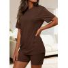 imagePRETTYGARDEN Womens Two Piece Matching Lounge Sets Summer Casual Tops Short Sleeve Shirts Shorts 2026 Travel Airport OutfitsBrown