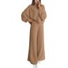 imagePRETTYGARDEN Women 2 Piece Outfits 2025 Fall Sweatsuits Crewneck Sweatshirt Wide Leg Sweatpants Lounge Sets TracksuitKhaki