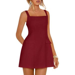 imagePRETTYGARDEN Womens Summer Sleeveless Mini Dress Square Neck A Line Short Cocktail Party Dresses Trendy 2026 Spring ClothesWine Red
