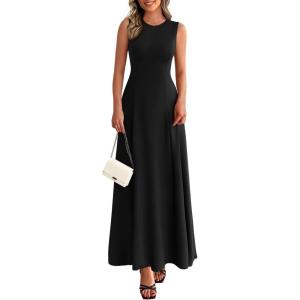 imagePRETTYGARDEN Womens Summer Tank Maxi Dress 2026 Spring Sleeveless Swing A Line Long Flowy Elegant Cocktail Dresses PocketsBlack