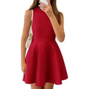 imagePRETTYGARDEN A Line Dresses for Women 2026 Elegant Classy Sleeveless Summer Short Tank Cocktail Party Spring Mini DressRed
