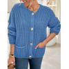 imagePRETTYGARDEN Cardigan Sweaters for Women 2025 Trendy Oversized Knit Chunky Button Cardigans Fall Winter Outfits with PocketsBlue