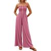 imagePRETTYGARDEN Jumpsuits for Women 2026 Summer Sleeveless Smocked Button Wide Leg Rompers Spring Travel One Piece OutfitsPink