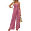 imagePRETTYGARDEN Jumpsuits for Women 2026 Summer Sleeveless Smocked Button Wide Leg Rompers Spring Travel One Piece OutfitsPink