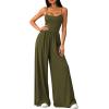 imagePRETTYGARDEN Summer Jumpsuits for Women Casual 2026 Wide Leg Date Night Rompers Sleeveless Beach Vacation One Piece OutfitsArmy Green