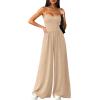 imagePRETTYGARDEN Summer Jumpsuits for Women Casual 2026 Wide Leg Date Night Rompers Sleeveless Beach Vacation One Piece OutfitsBeige