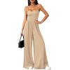 imagePRETTYGARDEN Summer Jumpsuits for Women Casual 2026 Wide Leg Date Night Rompers Sleeveless Beach Vacation One Piece OutfitsBeige