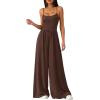 imagePRETTYGARDEN Summer Jumpsuits for Women Casual 2026 Wide Leg Date Night Rompers Sleeveless Beach Vacation One Piece OutfitsBrown