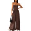 imagePRETTYGARDEN Summer Jumpsuits for Women Casual 2026 Wide Leg Date Night Rompers Sleeveless Beach Vacation One Piece OutfitsBrown