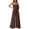 imagePRETTYGARDEN Summer Jumpsuits for Women Casual 2026 Wide Leg Date Night Rompers Sleeveless Beach Vacation One Piece OutfitsBrown