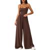 imagePRETTYGARDEN Summer Jumpsuits for Women Casual 2026 Wide Leg Date Night Rompers Sleeveless Beach Vacation One Piece OutfitsBrown