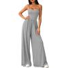 imagePRETTYGARDEN Summer Jumpsuits for Women Casual 2026 Wide Leg Date Night Rompers Sleeveless Beach Vacation One Piece OutfitsGrey
