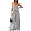 imagePRETTYGARDEN Summer Jumpsuits for Women Casual 2026 Wide Leg Date Night Rompers Sleeveless Beach Vacation One Piece OutfitsGrey