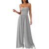 imagePRETTYGARDEN Summer Jumpsuits for Women Casual 2026 Wide Leg Date Night Rompers Sleeveless Beach Vacation One Piece OutfitsGrey