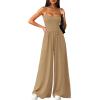 imagePRETTYGARDEN Summer Jumpsuits for Women Casual 2026 Wide Leg Date Night Rompers Sleeveless Beach Vacation One Piece OutfitsKhaki