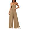 imagePRETTYGARDEN Summer Jumpsuits for Women Casual 2026 Wide Leg Date Night Rompers Sleeveless Beach Vacation One Piece OutfitsKhaki